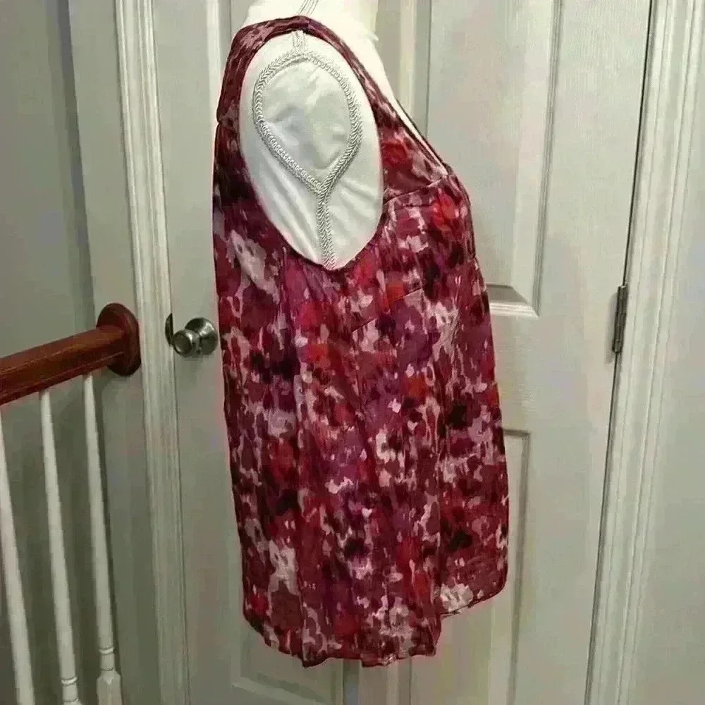 Ann Taylor Loft Sleeveless Tank Purple, Pink & White Women’s Size M 100% Cotton - Picture 8 of 13